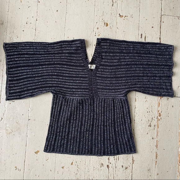 Caren Sport Bat Wing Baby Doll Metallic Ribbed Sweater - Picture 7 of 12